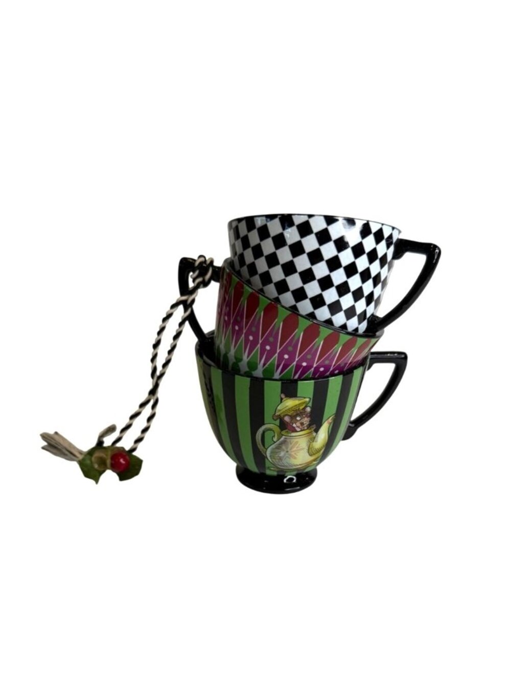 Disney Parks Alice in Wonderland Madhatter Triple Teacups Ornament